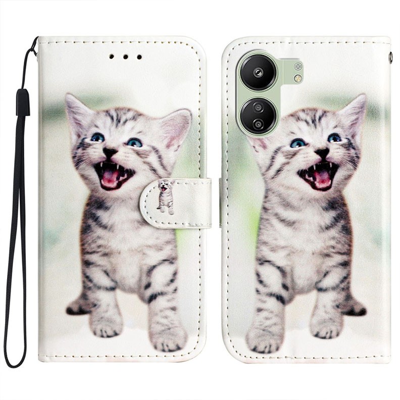 Xiaomi Redmi 13C/Poco C65 Colored Drawing Θήκη Πορτοφόλι Cat