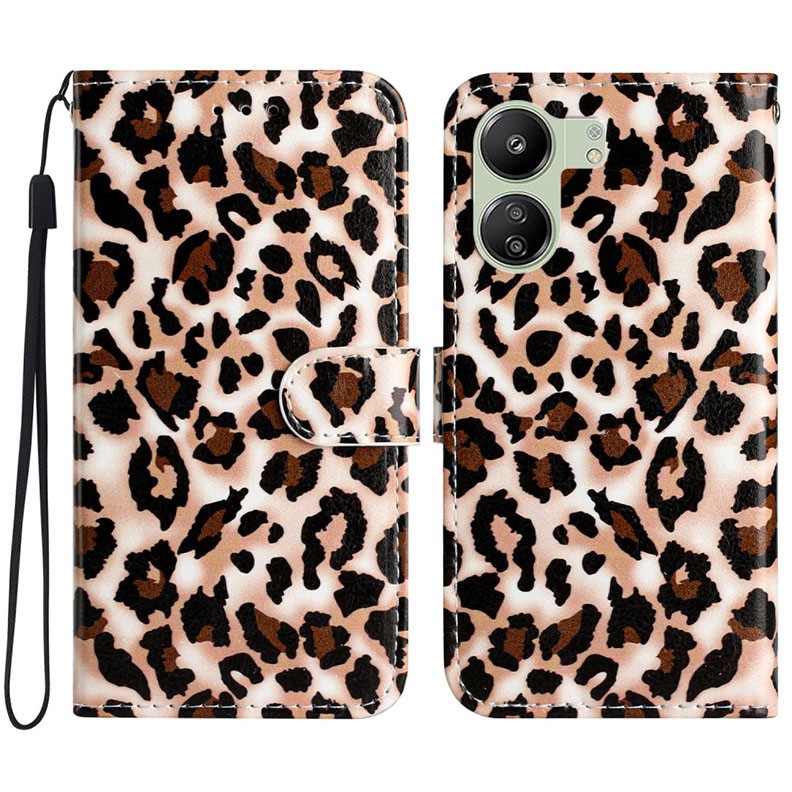 Xiaomi Redmi 13C/Poco C65 Colored Drawing Θήκη Πορτοφόλι Leopard Print