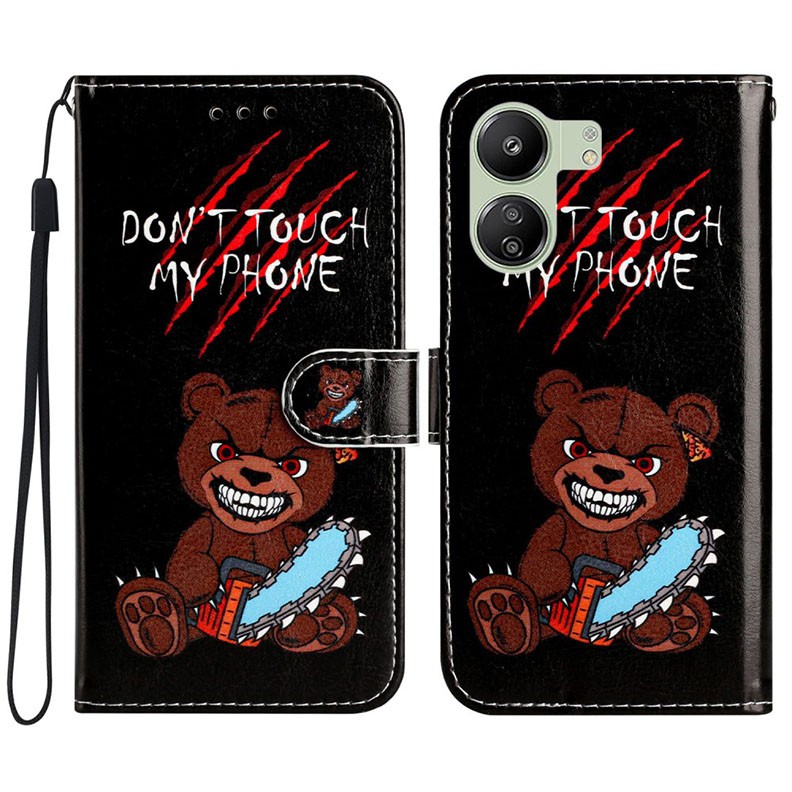 Xiaomi Redmi 13C/Poco C65 Colored Drawing Θήκη Πορτοφόλι Don't Touch My Phone