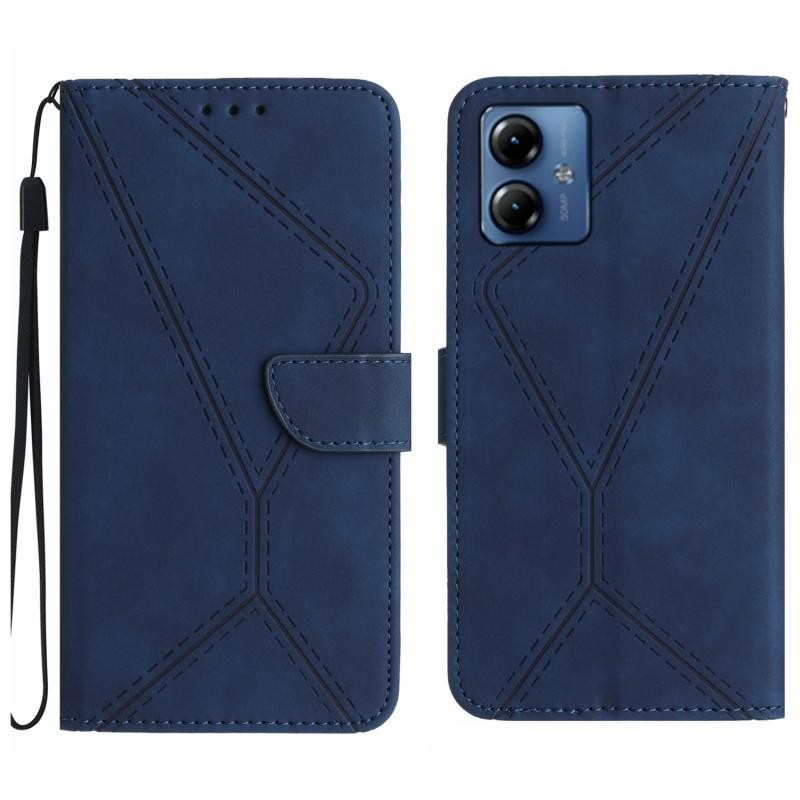 Motorola Moto G14 Stitching Embossed Θήκη Πορτοφόλι Blue