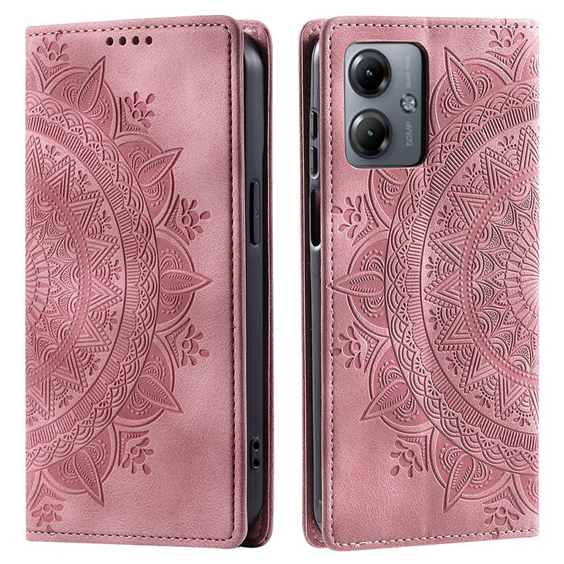 Motorola Moto G14 Mandala Flower Θήκη Βιβλίο Rose Gold