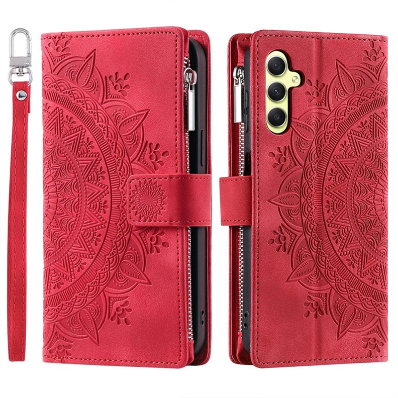 Samsung Galaxy A15 4G / 5G Flowers Embossed θήκη Πορτοφόλι Red