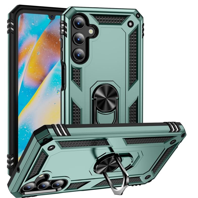 Samsung Galaxy A15 4G / 5G Shockproof Σκληρή Θήκη με Δαχτυλίδι Dark Green