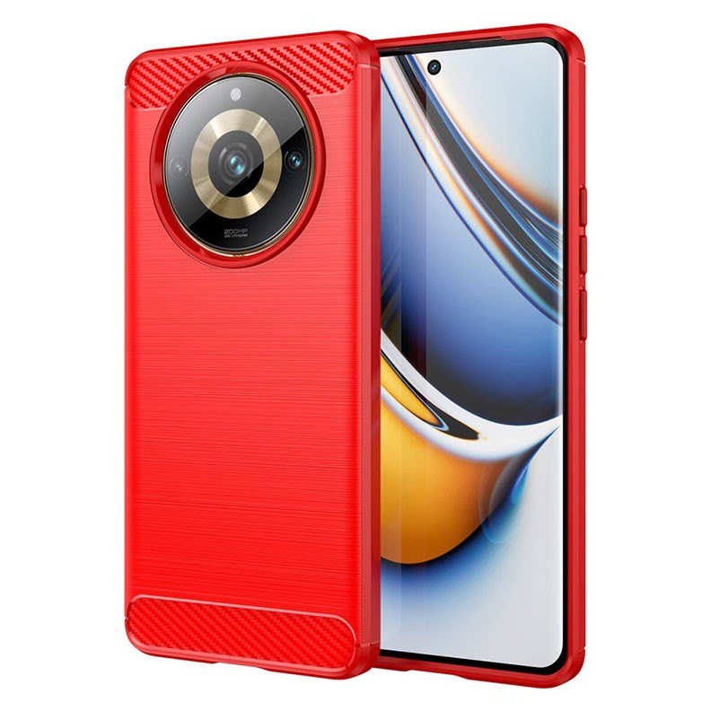 Realme 11 Pro 5G / 11 Pro Plus 5G Brushed Carbon Θήκη Σιλικόνης Red