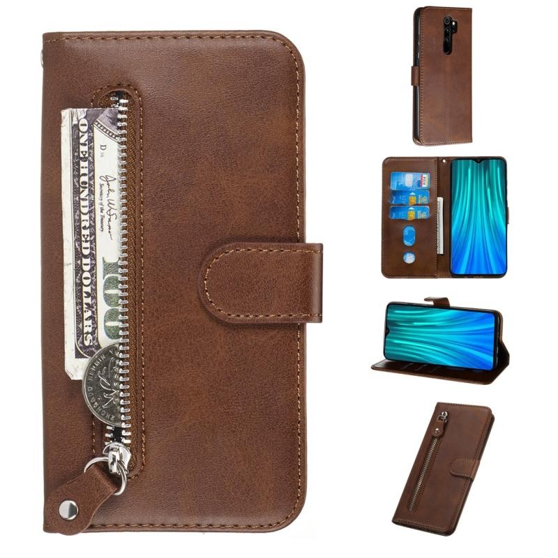 Xiaomi Redmi Note 8 Pro Zipper Θήκη Πορτοφόλι Brown