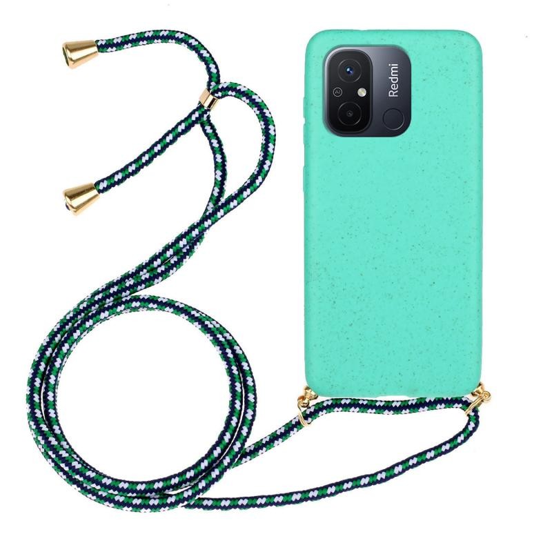 Xiaomi Redmi 12C Wheat Straw Θήκη Σιλικόνης με Λουράκι Green