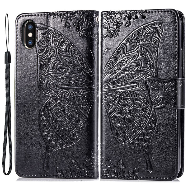 Apple iPhone X/Xs Butterfly Love Θήκη  Πορτοφόλι Black