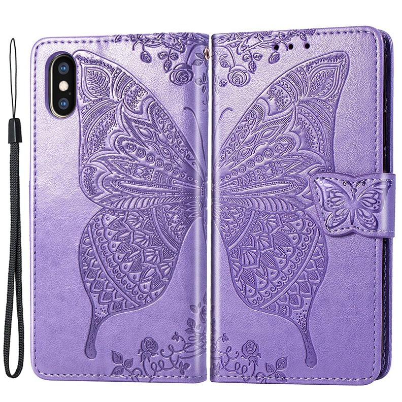 Apple iPhone X/Xs Butterfly Love Θήκη  Πορτοφόλι Purple