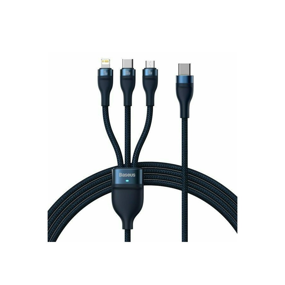 Baseus CASS030203 Rapid 3in1 USB to Lightning / Type-C / micro USB 100W Καλώδιο Φόρτισης 1.5m Blue