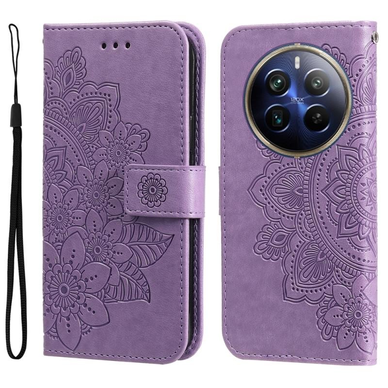 Realme 12 Pro 5G / 12 Pro Plus 5G 7-Petal Flowers Θήκη Πορτοφόλι Light Purple