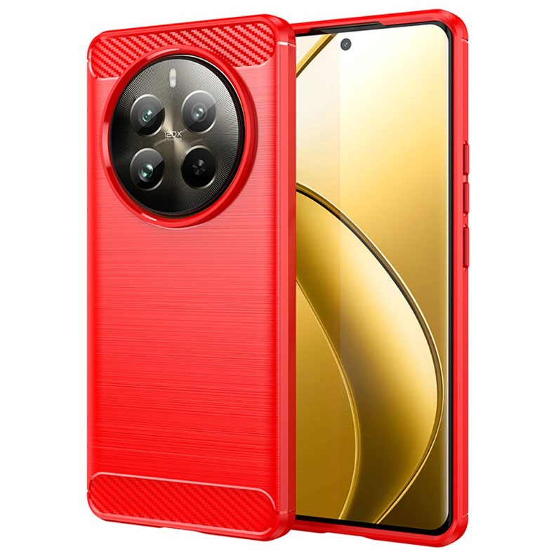 Realme 12 Pro 5G / 12 Pro Plus 5G Brushed Carbon Θήκη Σιλικόνης Red