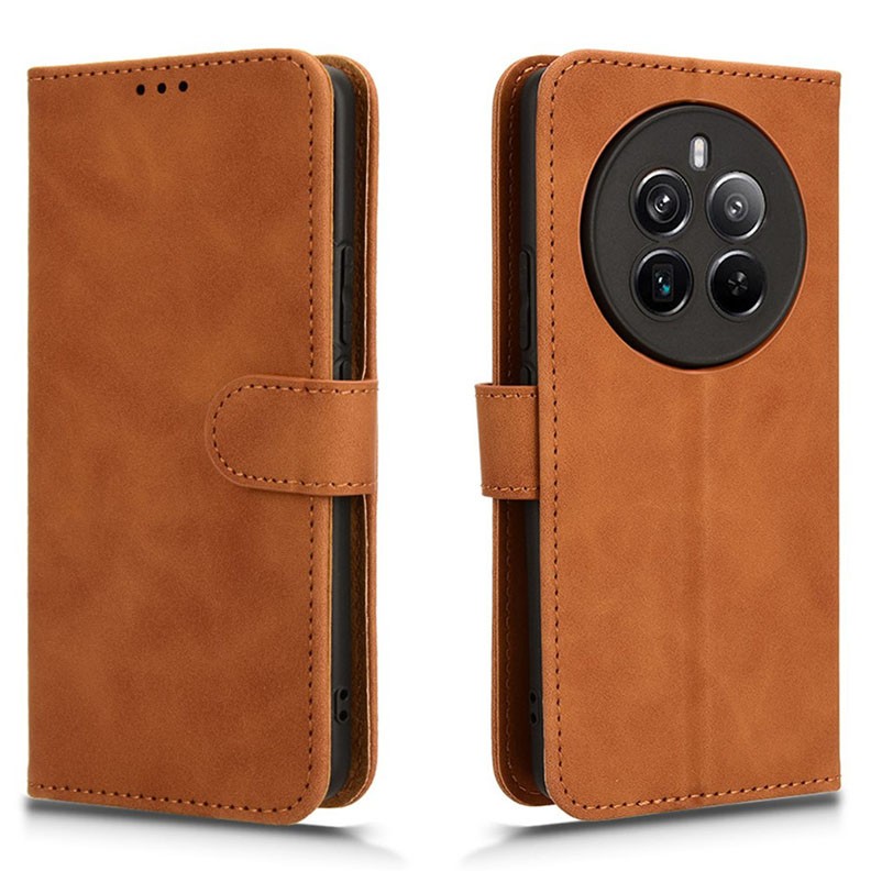 Realme 12 Pro 5G / 12 Pro Plus 5G Skin Feel Magnetic Θήκη Πορτοφόλι Brown