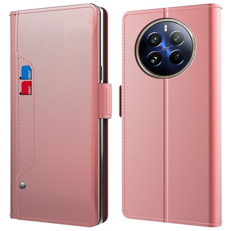 Realme 12 Pro 5G / 12 Pro Plus 5G Mirror Function Θήκη Πορτοφόλι Rose Gold