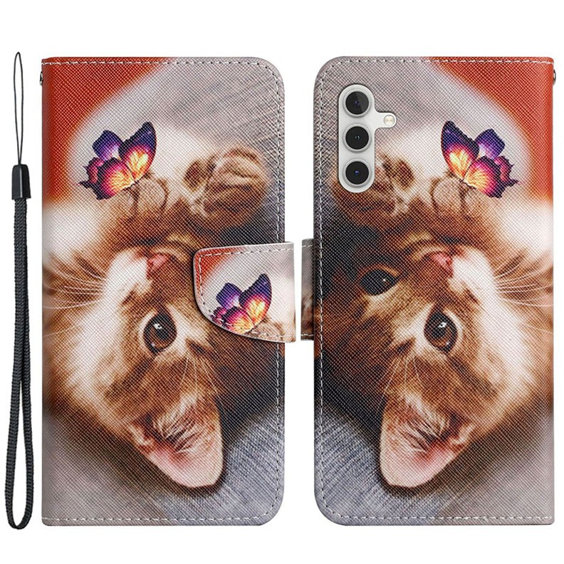 Samsung Galaxy A25 5G Colored Drawing Θήκη Πορτοφόλι Butterfly / Cat