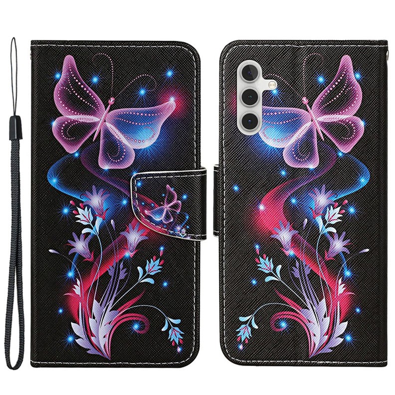 Samsung Galaxy A25 5G Colored Drawing Θήκη Πορτοφόλι Fluorescent Butterflies