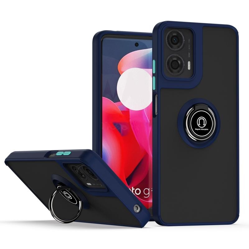 Motorola Moto G24 / G04 Q Shadow Σκληρή Θήκη με Δαχτυλίδι Royal Blue