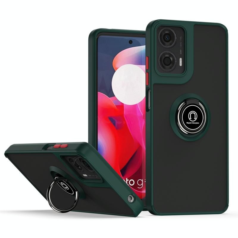 Motorola Moto G24 / G04 Q Shadow Σκληρή Θήκη με Δαχτυλίδι Dark Green