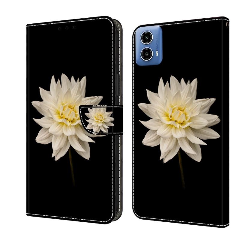 Motorola Moto G24 / G04 Crystal 3D Θήκη Πορτοφόλι White Flower