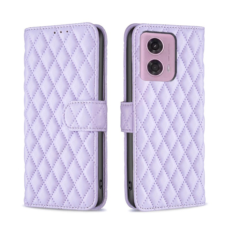 Motorola Moto G24 / G04 Puff Rhombus Θήκη Πορτοφόλι Purple