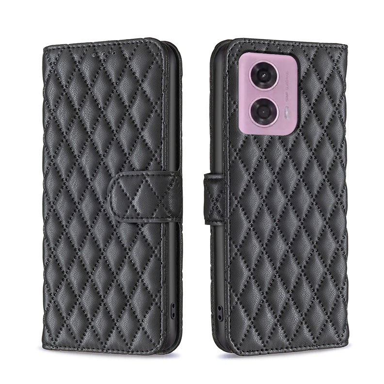 Motorola Moto G24 / G04 Puff Rhombus Θήκη Πορτοφόλι Black
