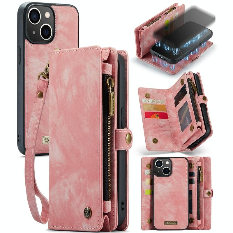 Apple iPhone 13 CaseMe 008 2 σε1 με Αποσπώμενη  Θήκη Πορτοφόλι Pink