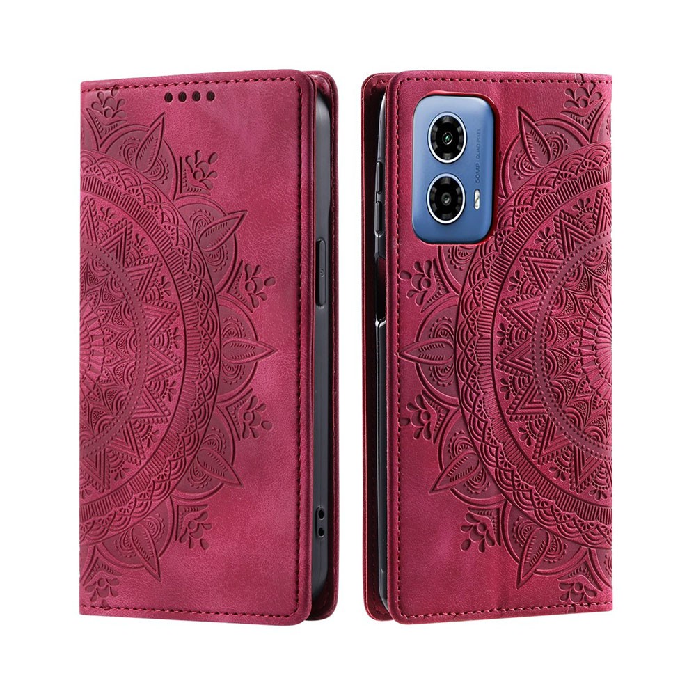 Motorola Moto G34 5G Mandala Flower Θήκη Βιβλίο Wine Red