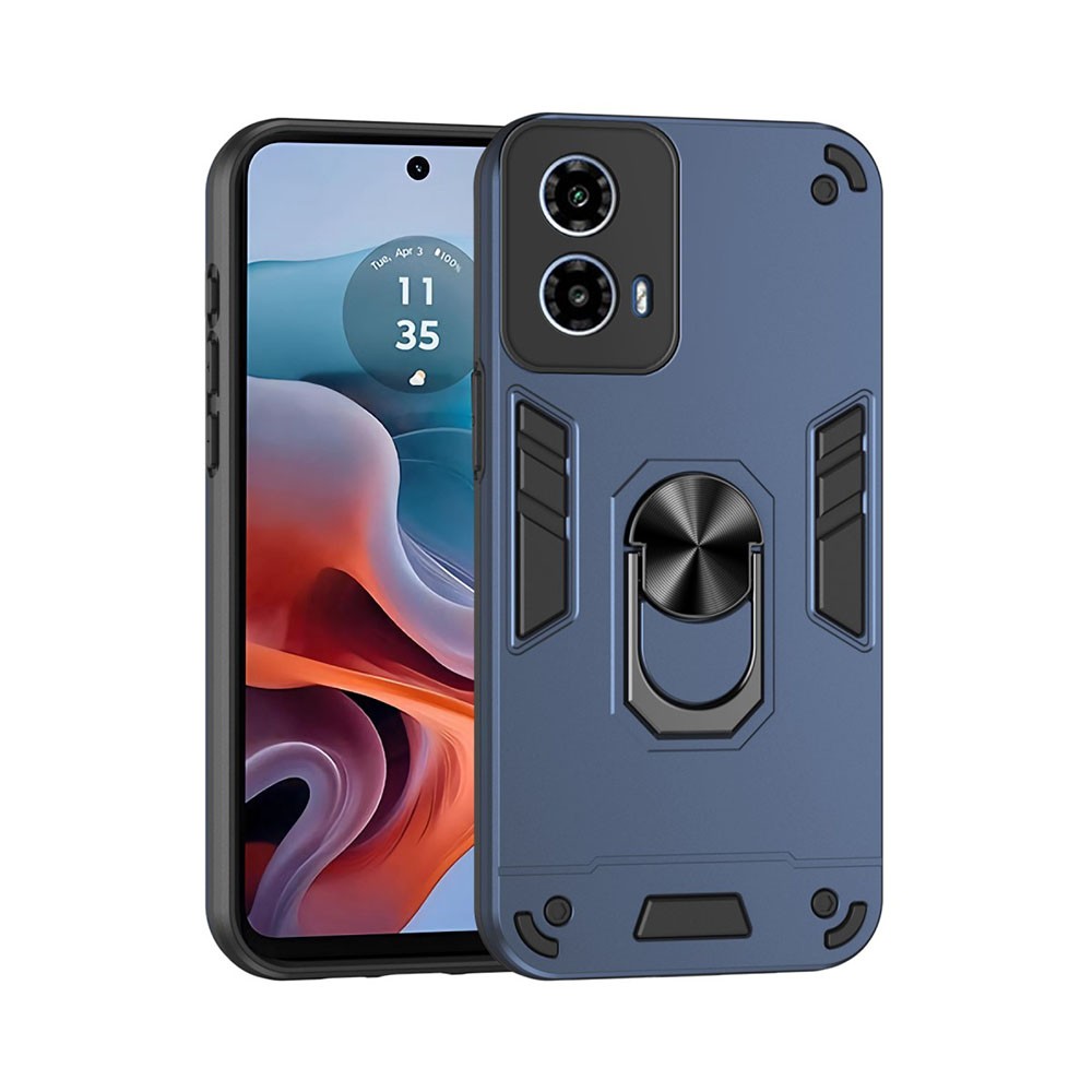 Motorola Moto G34 5G Armour Series Σκληρή Θήκη με Δαχτυλίδι Blue