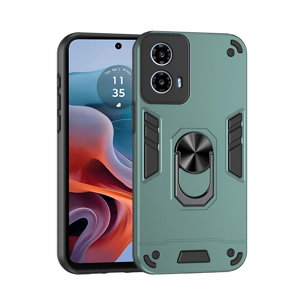 Motorola Moto G34 5G Armour Series Σκληρή Θήκη με Δαχτυλίδι Green