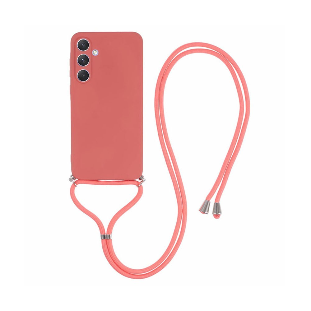 Samsung Galaxy A55 5G Candy Colors Θήκη Σιλικόνης με Λουράκι Hawthorn Red