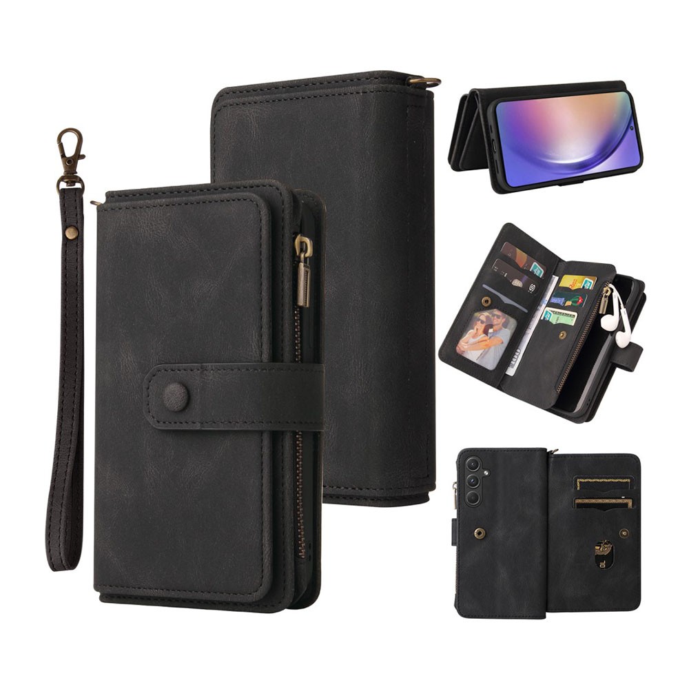 Samsung Galaxy A55 5G Multi-Functional Zipper Θήκη Πορτοφόλι Black