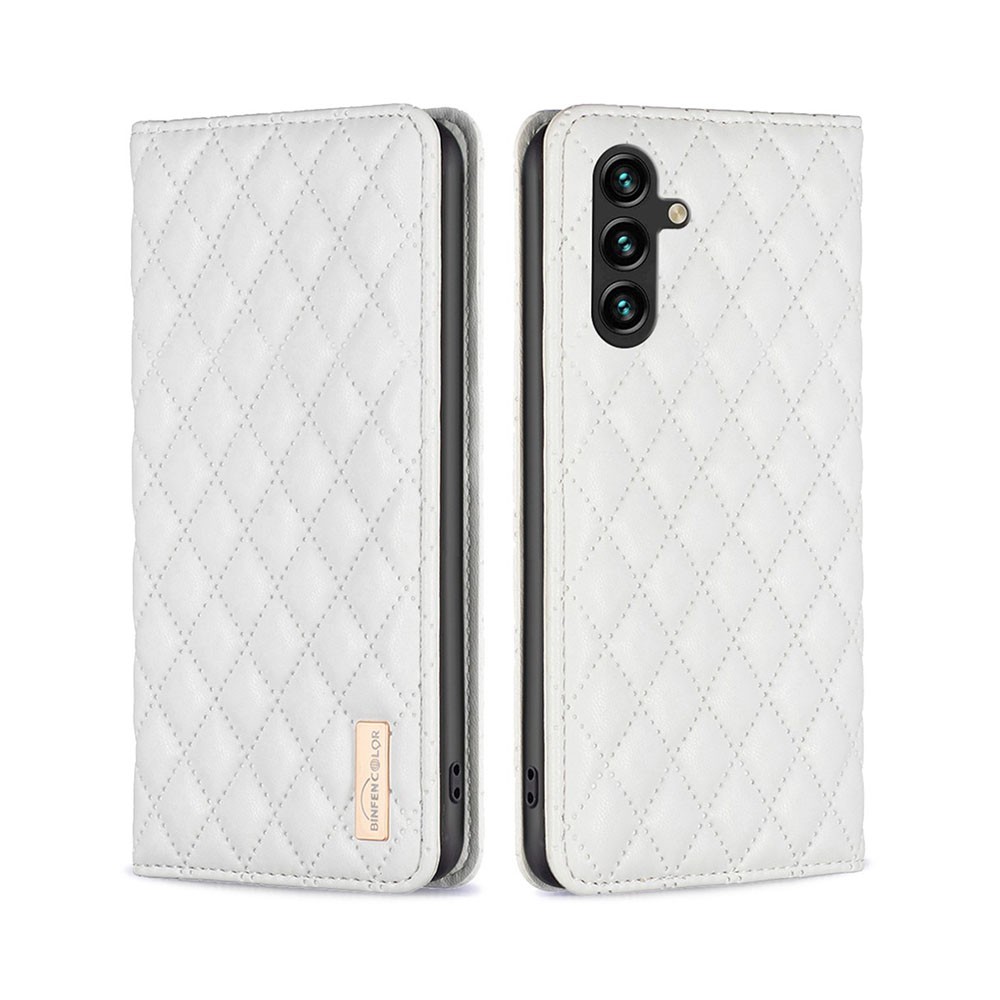 Samsung Galaxy A55 5G Puff Rhombus Θήκη Βιβλίο White
