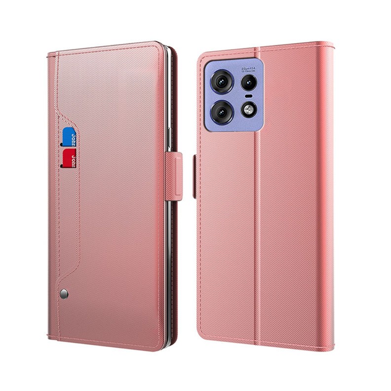Motorola Edge 50 Pro 5G Mirror Function Θήκη Πορτοφόλι Rose Gold