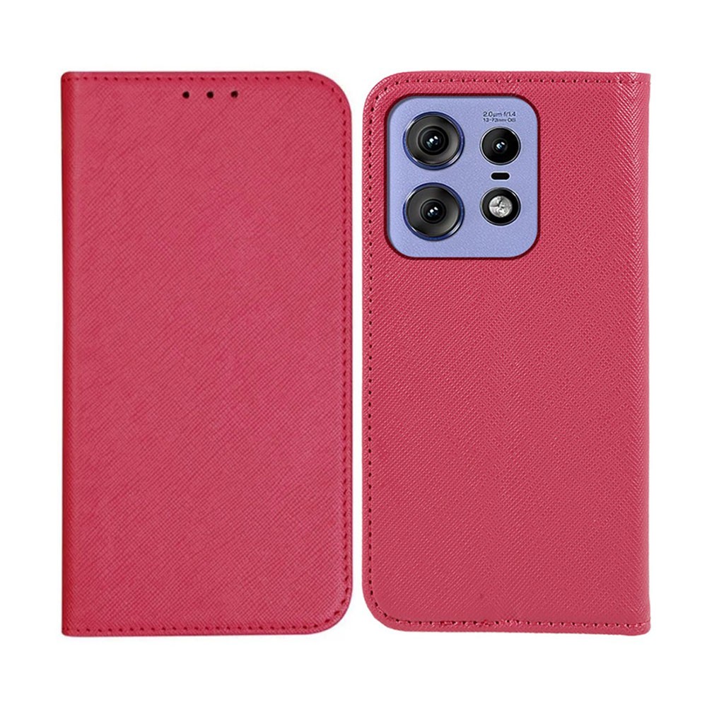 Motorola Edge 50 Pro 5G Cross Texture Θήκη Βιβλίο Rose