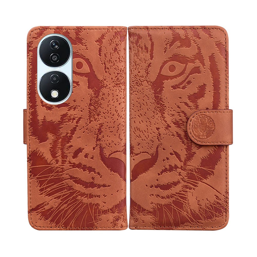 Honor 90 Smart 5G Tiger Pattern Θήκη Πορτοφόλι Brown