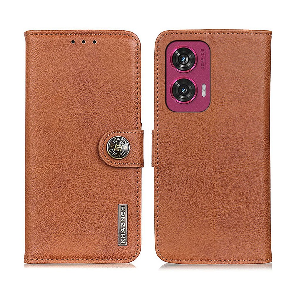 Motorola Edge 50 Fusion 5G KHAZNEH Leather Wallet Θήκη Πορτοφόλι Brown