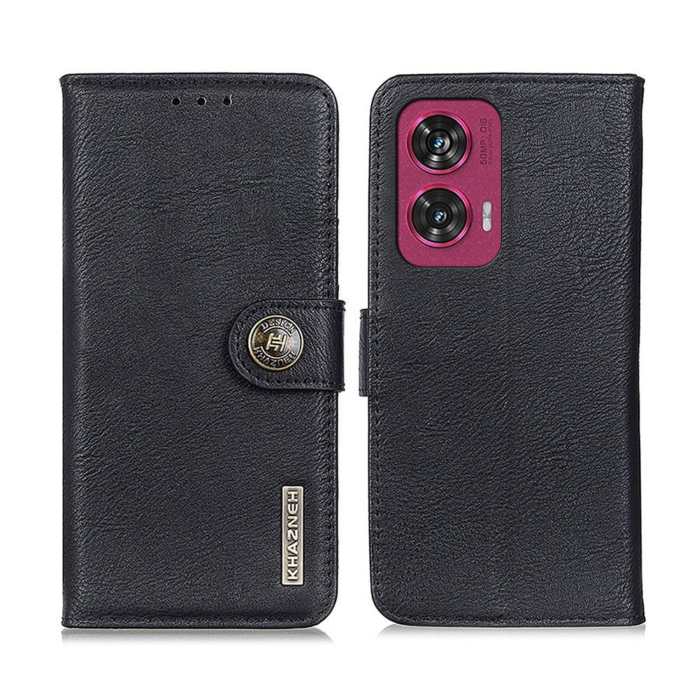 Motorola Edge 50 Fusion 5G KHAZNEH Leather Wallet Θήκη Πορτοφόλι Black