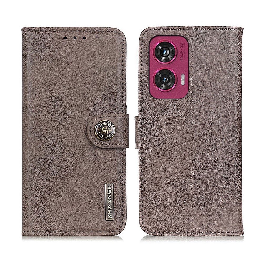 Motorola Edge 50 Fusion 5G KHAZNEH Leather Wallet Θήκη Πορτοφόλι Khaki