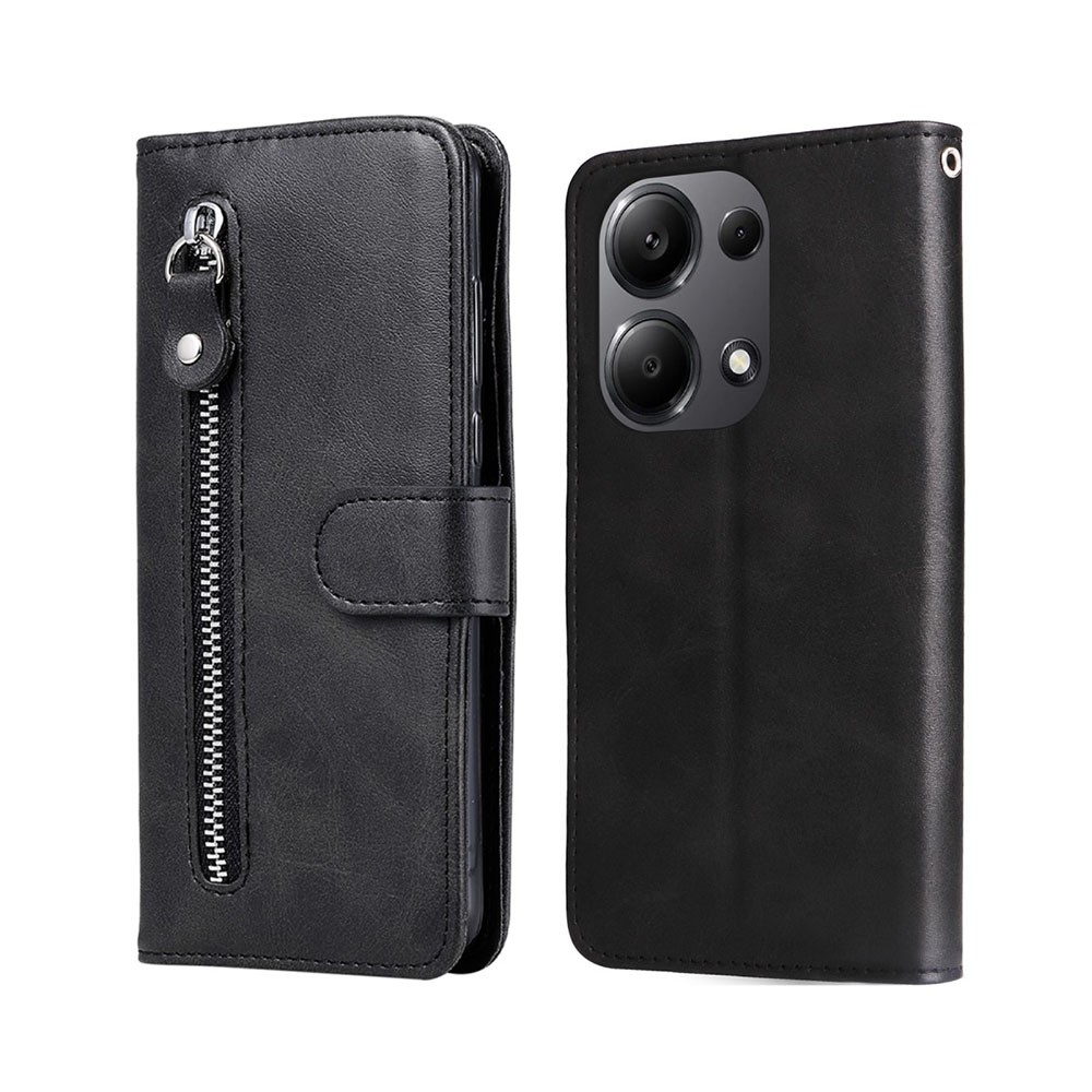 Xiaomi Redmi Note 13 Pro 4G/Poco M6 Pro 4G Zipper Θήκη Πορτοφόλι Black