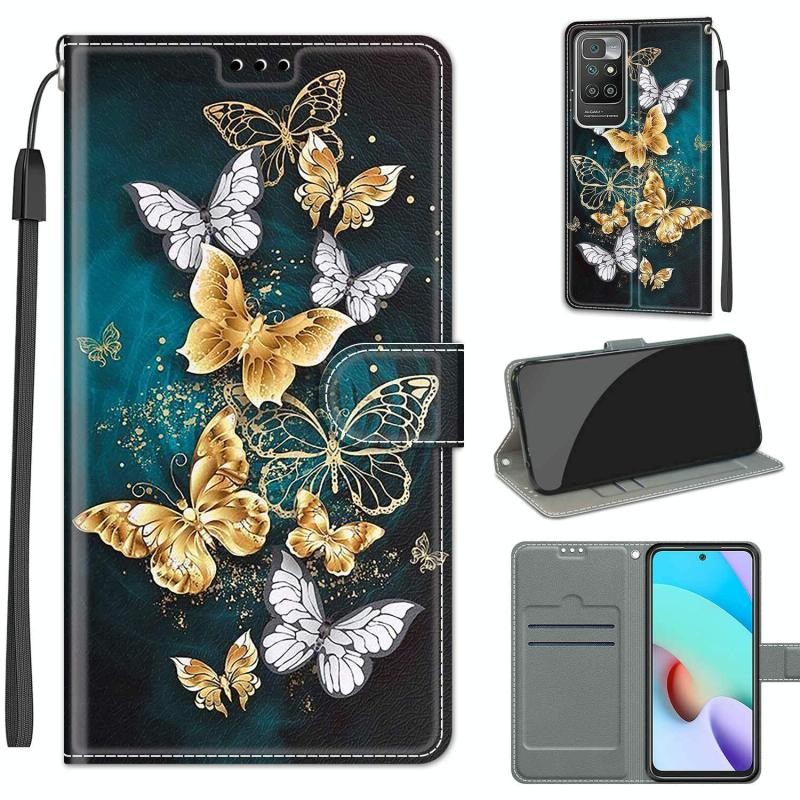 Xiaomi Redmi 10 Voltage Coloured Drawing θήκη Πορτοφόλι Flying Butterflies