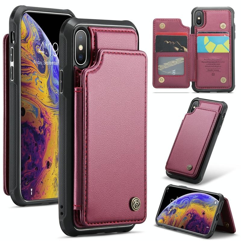 Apple iPhone Xs Max CaseMe C22 Luminus Σκληρή Θήκη με Πορτοφόλι Wine Red