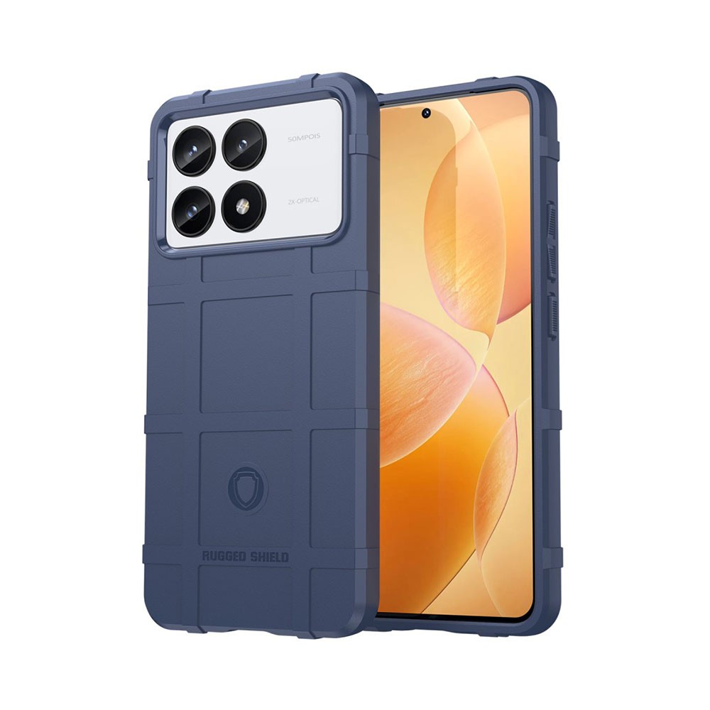 Xiaomi Poco F6 Pro 5G Grid Design Σκληρή Θήκη Σιλικόνης Blue
