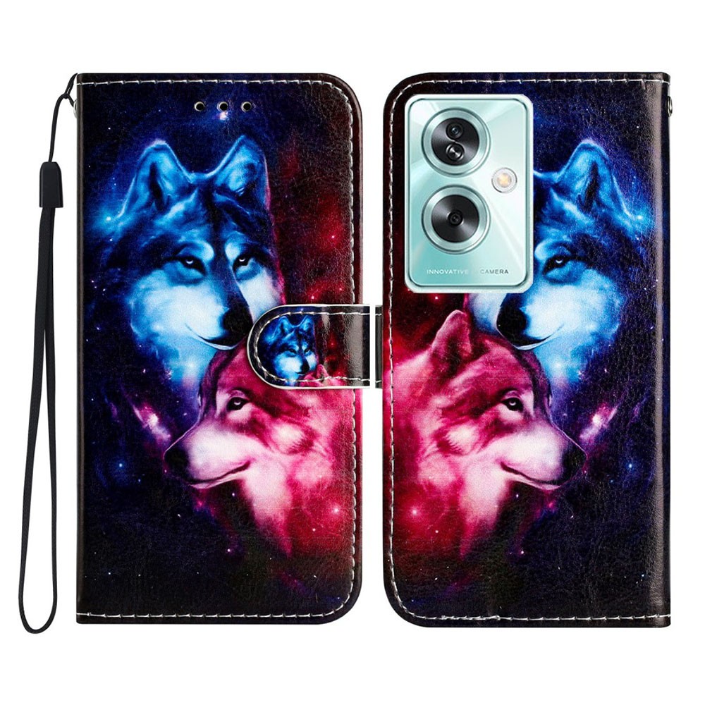 Oppo A79 5G Colored Drawing Θήκη Πορτοφόλι Wolves