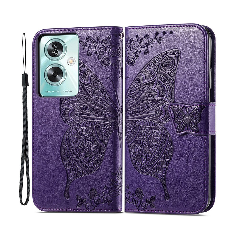 Oppo A79 5G Butterfly Love Θήκη  Πορτοφόλι Dark Purple