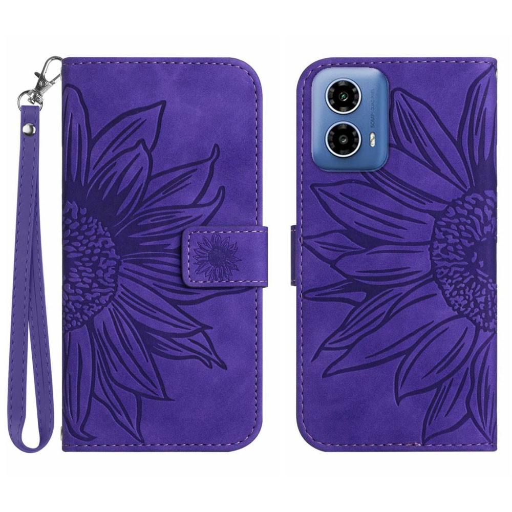 Motorola Moto G85 5G Sun Flower Θήκη Πορτοφόλι Dark Purple