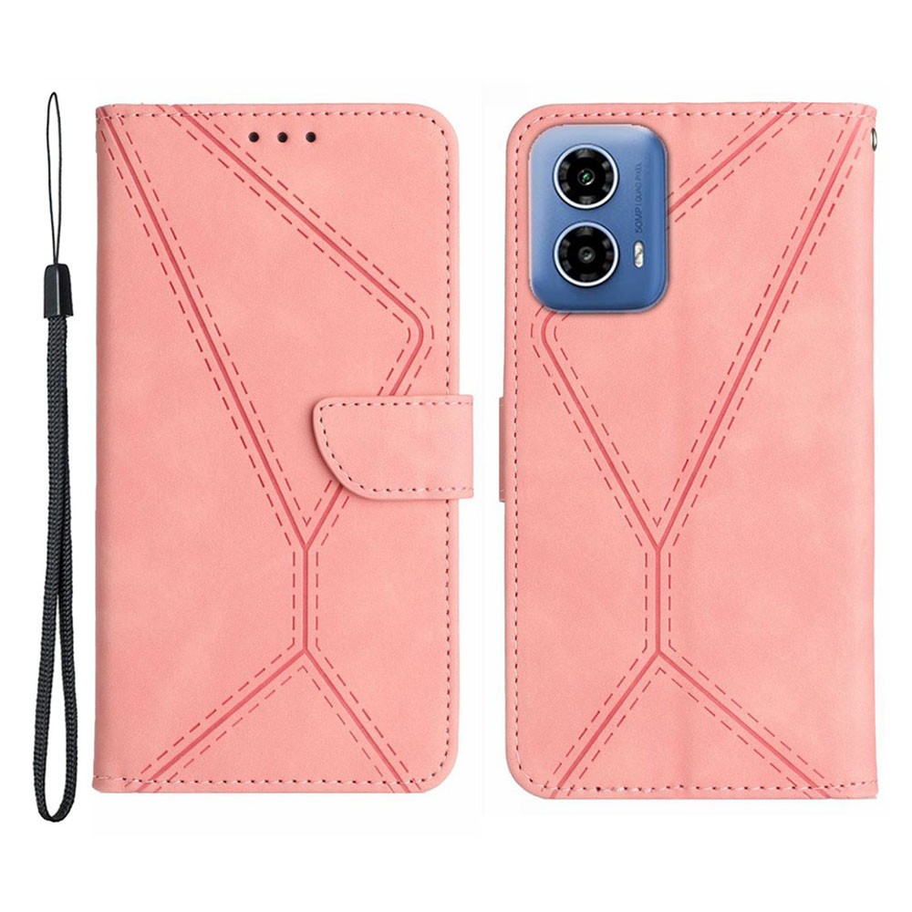 Motorola Moto G85 5G Stitching Embossed Θήκη Πορτοφόλι Pink