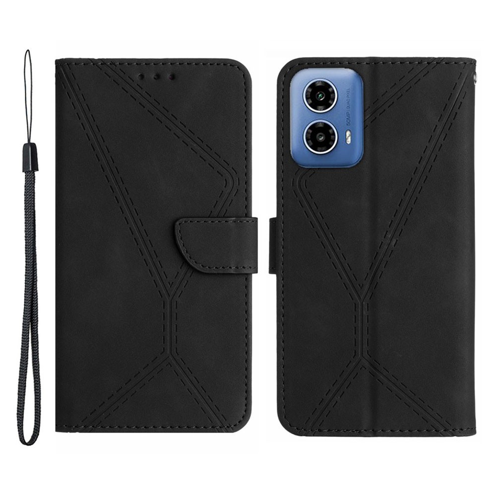 Motorola Moto G85 5G Stitching Embossed Θήκη Πορτοφόλι Black