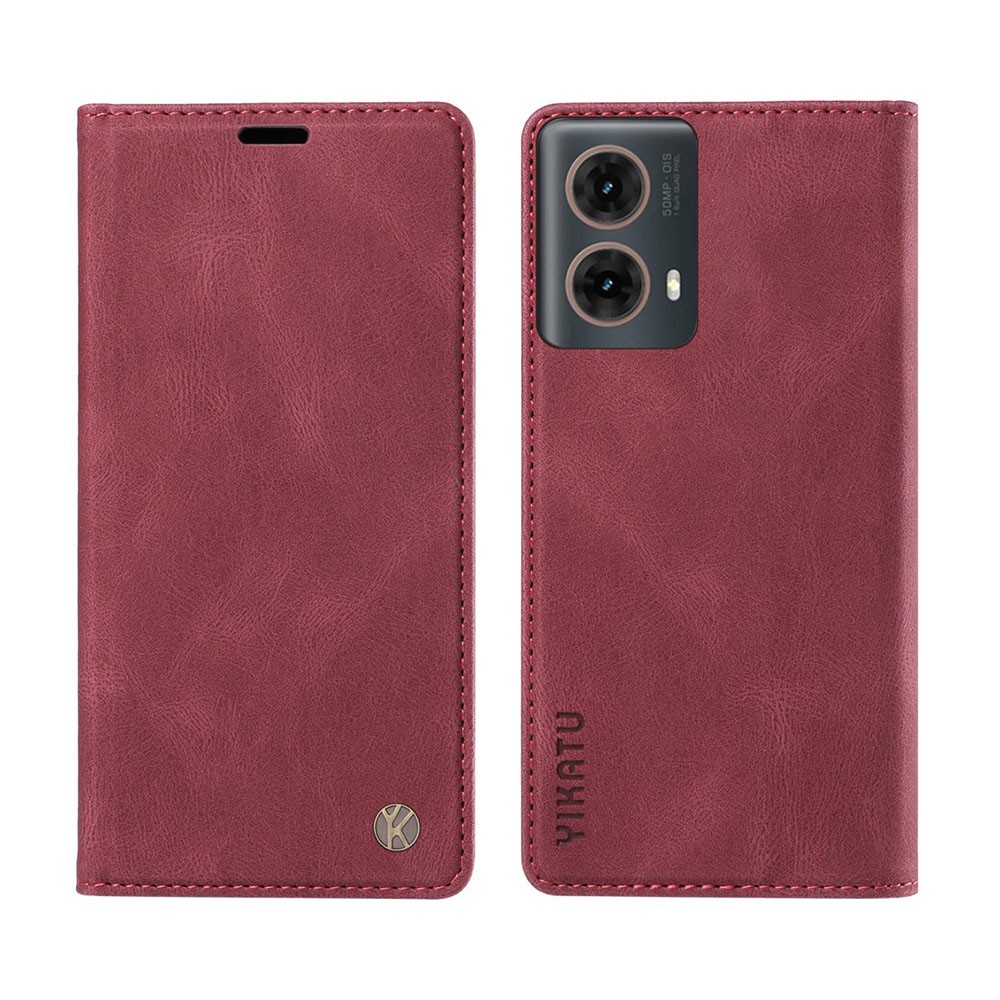 Motorola Moto G85 5G YIKATU Skin-Touch Θήκη Βιβλίο Wine Red