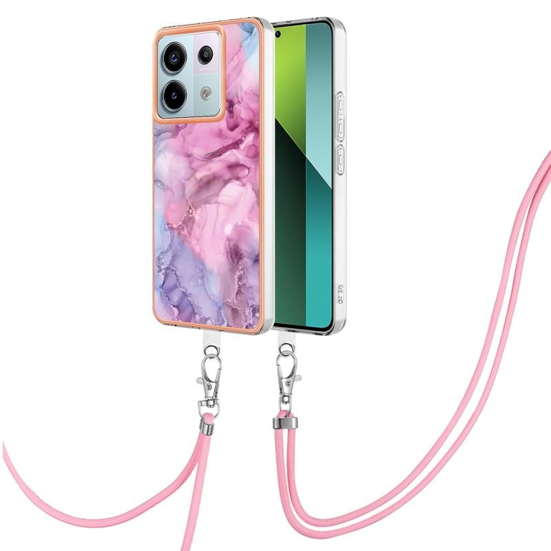 Xiaomi Redmi Note 13 Pro 5G/Poco X6 5G Electroplating Θήκη Σιλικόνης με Λουράκι Pink