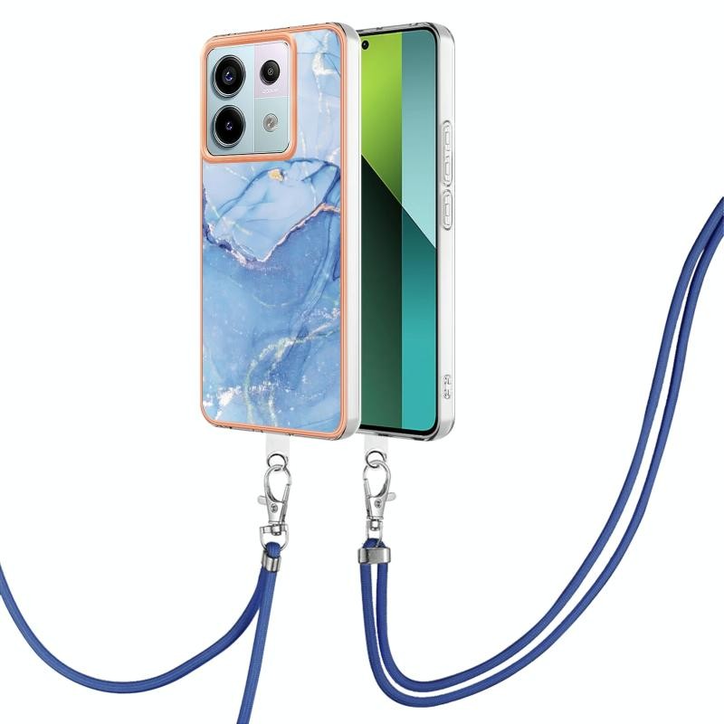 Xiaomi Redmi Note 13 Pro 5G/Poco X6 5G Electroplating Θήκη Σιλικόνης με Λουράκι Blue