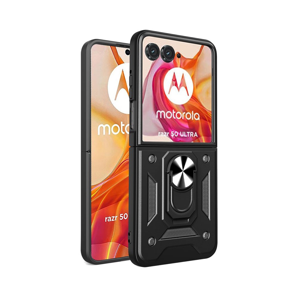 Motorola Razr 50 Ultra 5G Magnetic Ring Σκληρή Θήκη Black